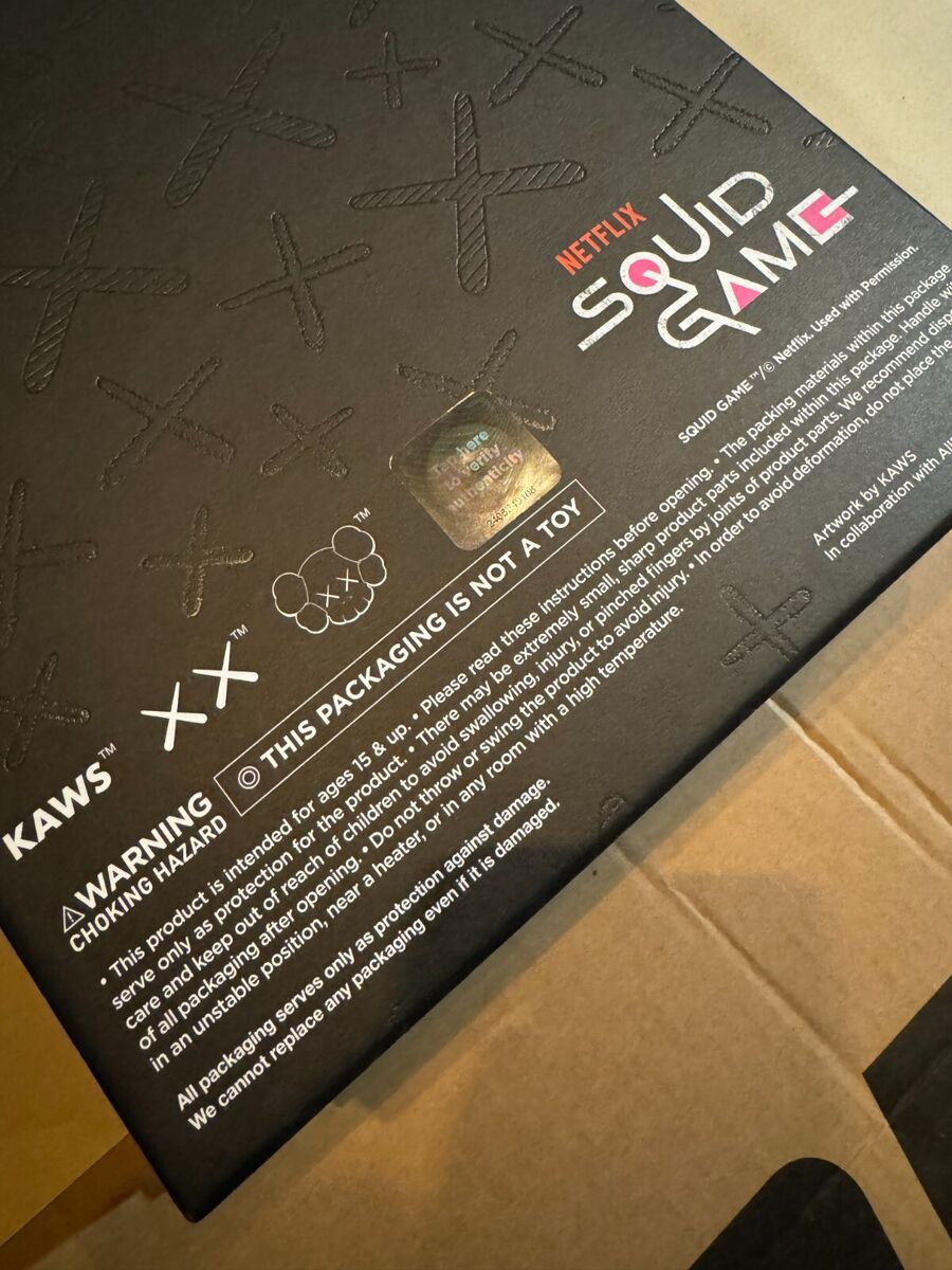 Kaws x Squid Game Young-Hee Vinyl Figure Monotone, Unopened Kaws x Squid Game Young-Hee Vinyl Figure Monotone, Unopened