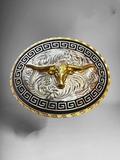 Long Horn Bull Western Cowboy Belt Buckle Hebilla Vaquera Fina Rodeo Con Toro