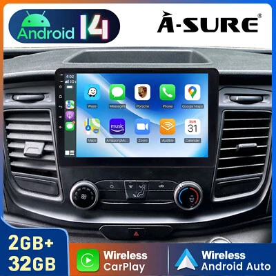 A-SURE Per Ford Transit Custom 2018-2023 CarPlay Autoradio Android 14 GPS WIFI 2G+32G