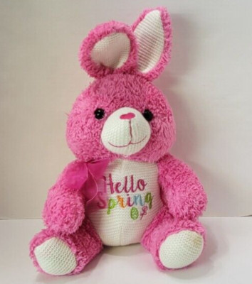 Dan Dee 15  Pink And Cream Easter Bunny  Hello Spring  Plush Stuffed Animal Toy