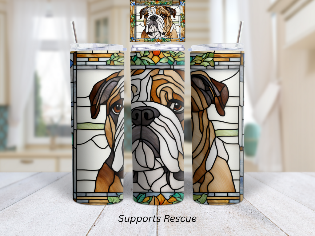 Stained Glass English Bulldog Vibrant 20 oz Stainless Steel Insulated Tumbler