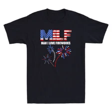 MILF Man I Love Fireworks Funny American Patriotic July 4th Retro Men's T-Shirt