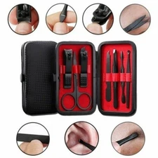 8-18pcs Manicure Nail Care Clipper Set Pedicure Tool Stainless Steel Black