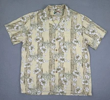 Paradise Found Hawaiian Shirt Mens Large Short Sleeve Button Down Floral