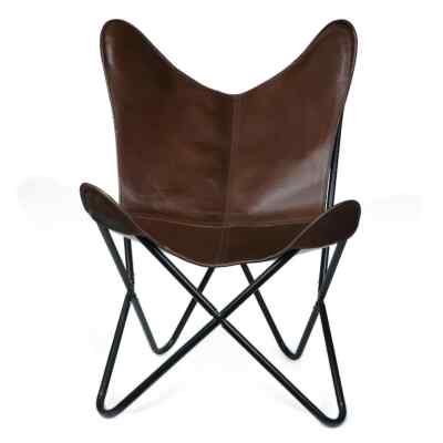 Handmade leather butterfly chair Leather accent chair BKF living room chair