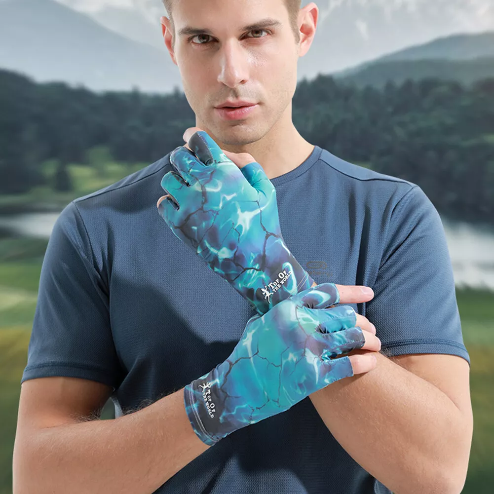 Unisex Fingerless Fishing Gloves Ice Silk Sun Protection Gloves