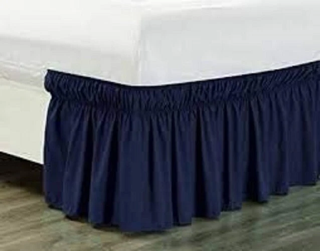 Navy blue top bed skirt queen