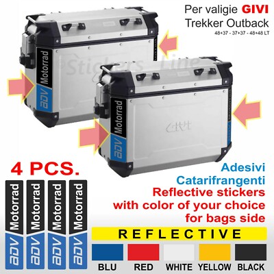 4 Adhesives Reflective Luggage Givi Trekker Outback BMW KTM Etc Adv Motorrad