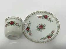vtg china Rose floral design tea cup & saucer small made in china pre-owned