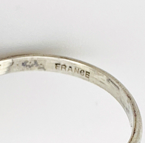 French Art Deco Ring Cultured Button Pearl Marcasite Sterling Silver Signed Sz 7 - Picture 13 of 14