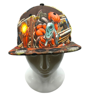 Marvel Deadpool Adult Snapback Adjustable Black Red All Over Print Hat Cap