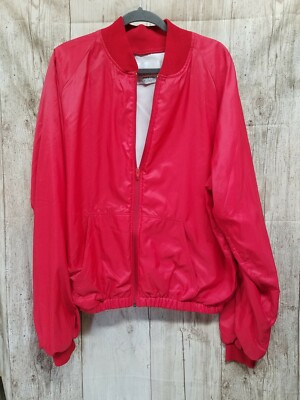 VTG BLAZER RED WARMUP Jacket VARSITY BASEBALL SZ XXL Retro Zipper WINDBREAKER 