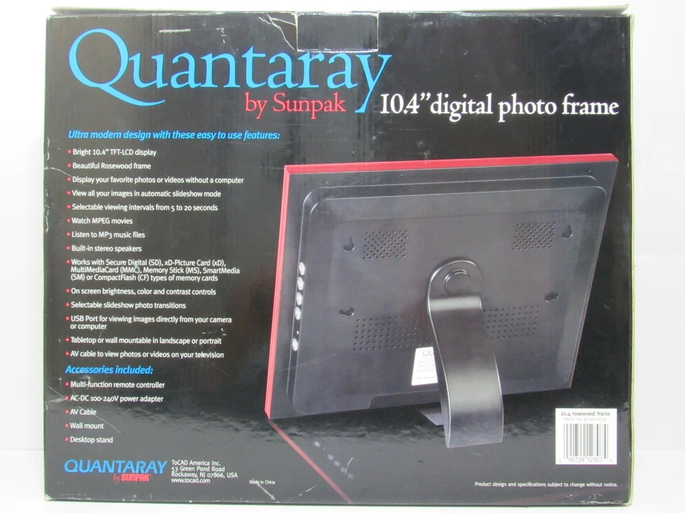 Quantaray by Sunpak 10.4" Digital Photo Frame rosewood New opened box - Image 3 of 4
