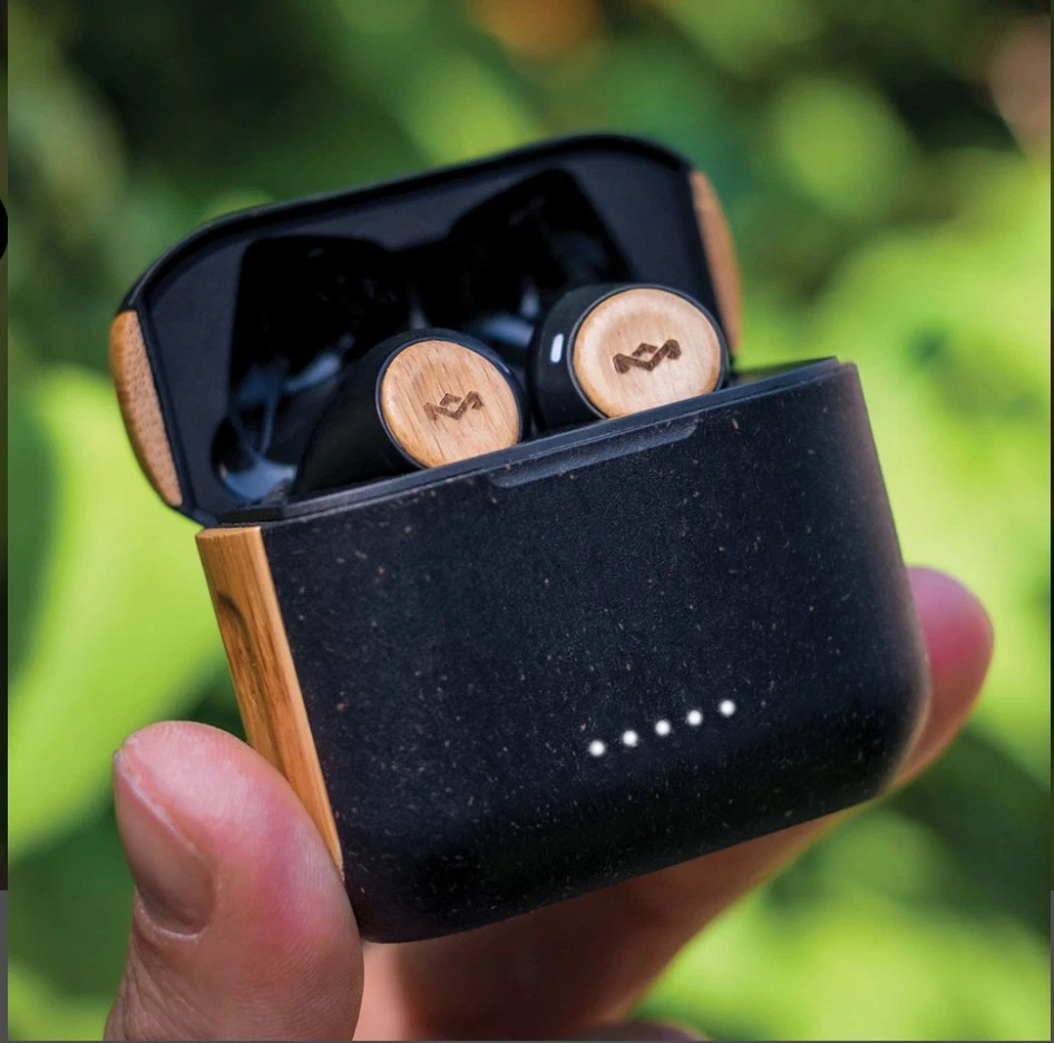 House of Marley Rebel True Wireless Earbuds Wood Bamboo Charging Case Bluetooth