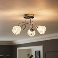 3 Way Ceiling Light Fitting Chrome Crossover Flush Lights Crystal Living Room