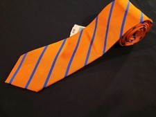 Chaps Ralph Lauren Tie Orange Colorful 100 Silk Stripe Woven Luxury Necktie NWT