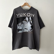 Vintage 90s Yukon Wolf T Shirt John Van Zyle Mens XL Gray Made In USA Animals