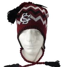 South Carolina Gamecoks Skull Knit Fleece beanie Hat tassels NCAA NWT Zephyr