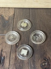 Lot Of 4 Vintage Glass Jar Lids, Multiple Styles