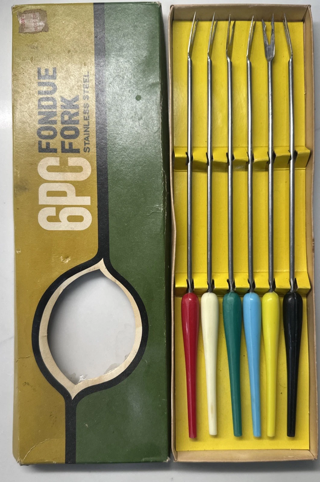 Vintage Retro Mid Century Modern Fondue Forks Set of Six In Box Japan