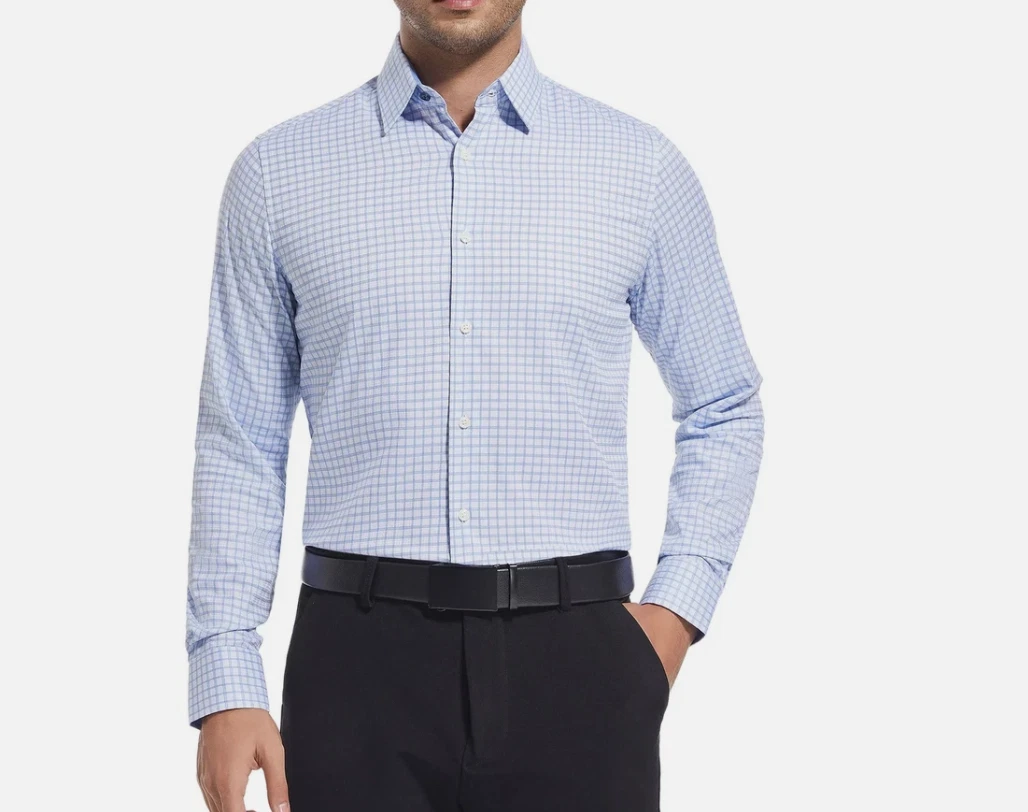 duchamp men's slim fit dress shirt Duchamp Mens Slim Fit Dress Shirt 16.5/L Purple Check Long Sleeve a0430