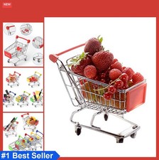 Mini Shopping Cart Metal Kids Pretend Supermarket Grocery Store Toy Dollhouse