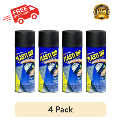 (4 pack) Plasti Dip Rubberized Matte Black Spray, 11oz