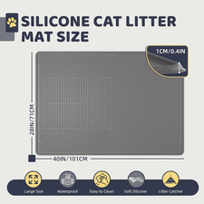 Cat Litter Mat 40"X28" Soft Silicone Leak-Proof Large Non-Slip Trapping for Cats