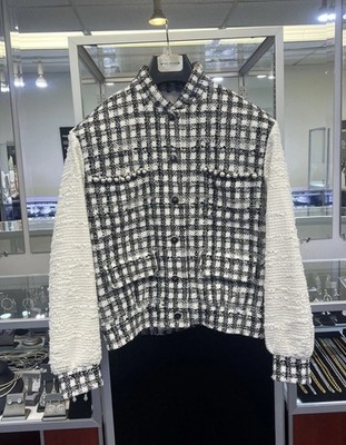 Chanel Spring Summer 2025Tweed Blouson Black & WhitePearl Accents Size 38