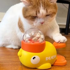 2-in-1 Duck Cat Food Treat Dispenser, Interactive Puzzle Toy Slow Feeder