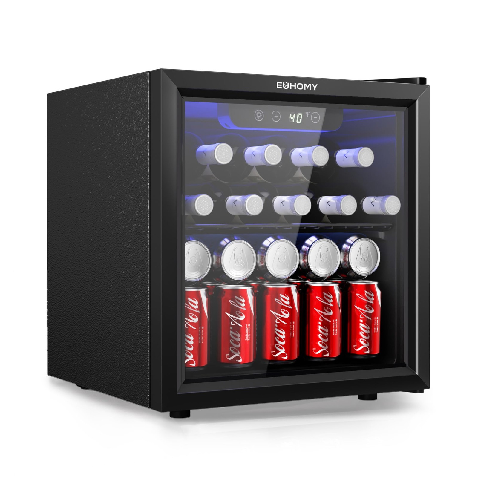 48 Can Beverage Refrigerator cooler-Mini Fridge Glass Door for Beer Drinks Wi...