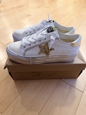Vintage Havana Amaze White Gold Glitter Platform Sneakers Size 9 NWT