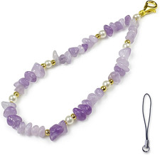 Phone Charm, Handmade Beaded Wrist Strap Chain Lanyard with Natural Crystal for