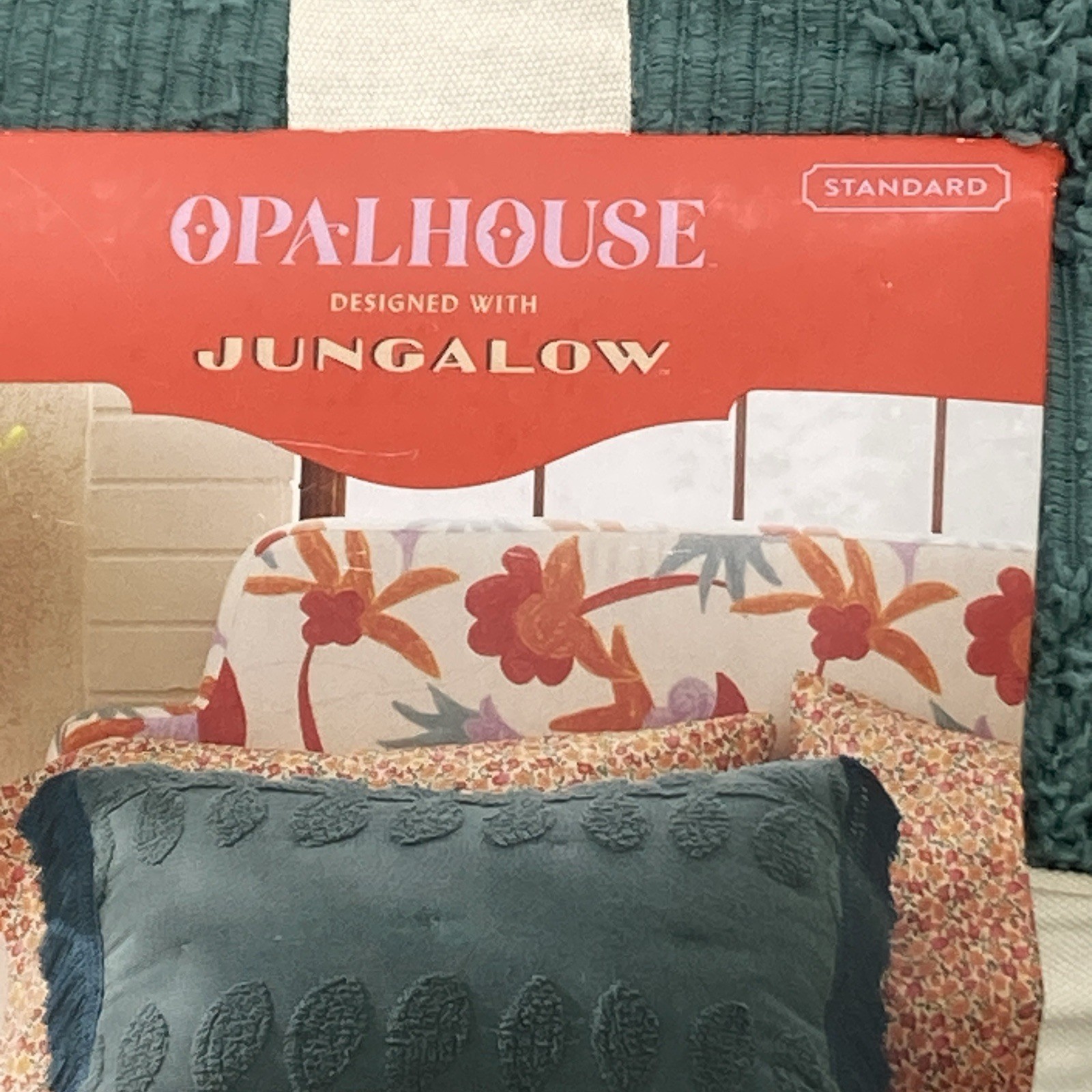 2 Opalhouse Jungalow Vintage Chenille Pillow Shams Sunset & Vine Green Standard