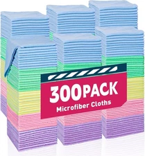 Microfiber Towels Bulk-300 Pack, Cleaning Cloths, 300 5 Colors Assorted 