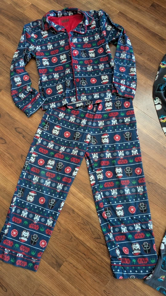 2 Boy's Star Wars Darth Vader Christmas Flannel Button-Down Pajama Set, Size 10 - Image 2 of 4