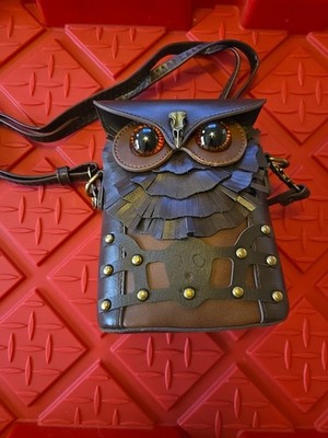 Women s RO-ROX Brown 3-D Owl Crossbody bag Mini Purse PU  Belt Loop
