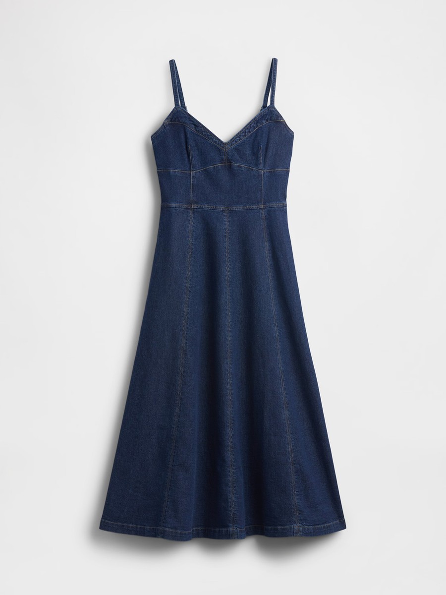 Denim Seamed Corset Maxi Dress(Dark wash)- GAP |3671 | eBay