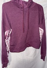 So Large Crop Hoodie Lounge Life Purple Tie Dye Sleeve Pullover Sweatshirt