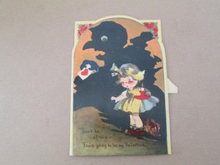 Biglietto San Valentino Strega Halloween Vintage Grande 8 75" x 5 75" Meccanico Germania