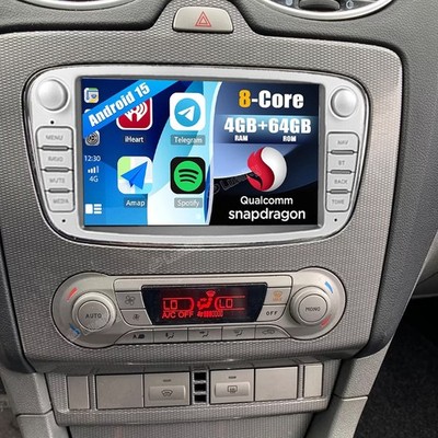 Qualcomm 4+64GB Autoradio Für Ford Focus Mondeo S-Max Galaxy 8 Kerne Android 15