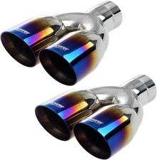Upower Pack Of 2 Dual Exhaust Tip Tailpipe 2.5 Inch Inlet 3.5 Outlet 9.5 Leng...