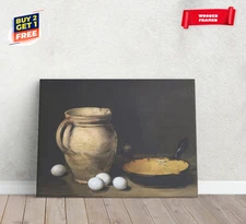 Pan and Eggs Still Life Painting Reproduction Canvas Print Poster Home Decor