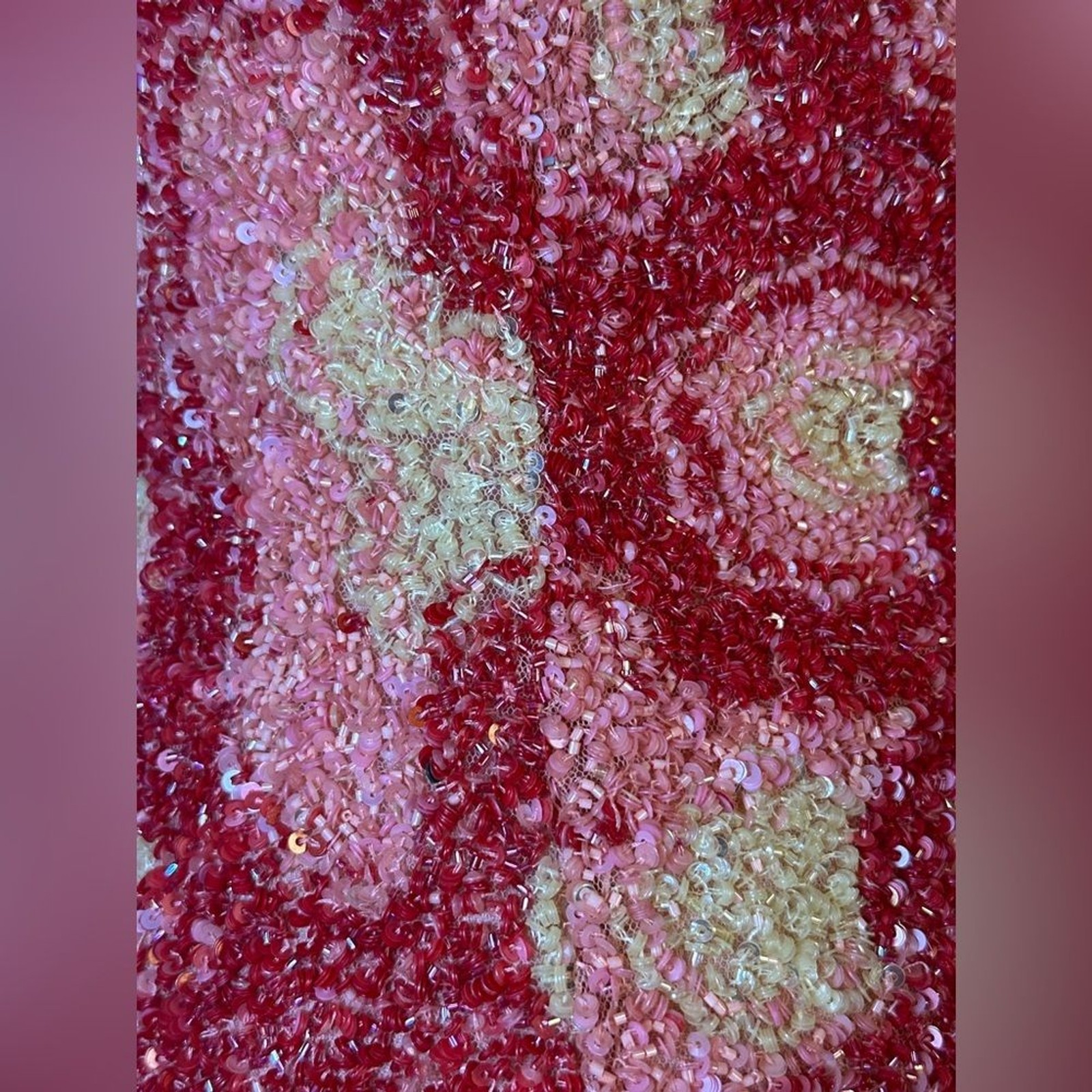 LA FUORI Sunset Rose Dress in Rose Ombre sequins mini beaded embellished floral