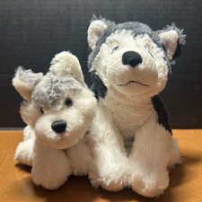 Ganz Webkinz Ikea gray  white Husky small wolf pack soft Plush Set of 2
