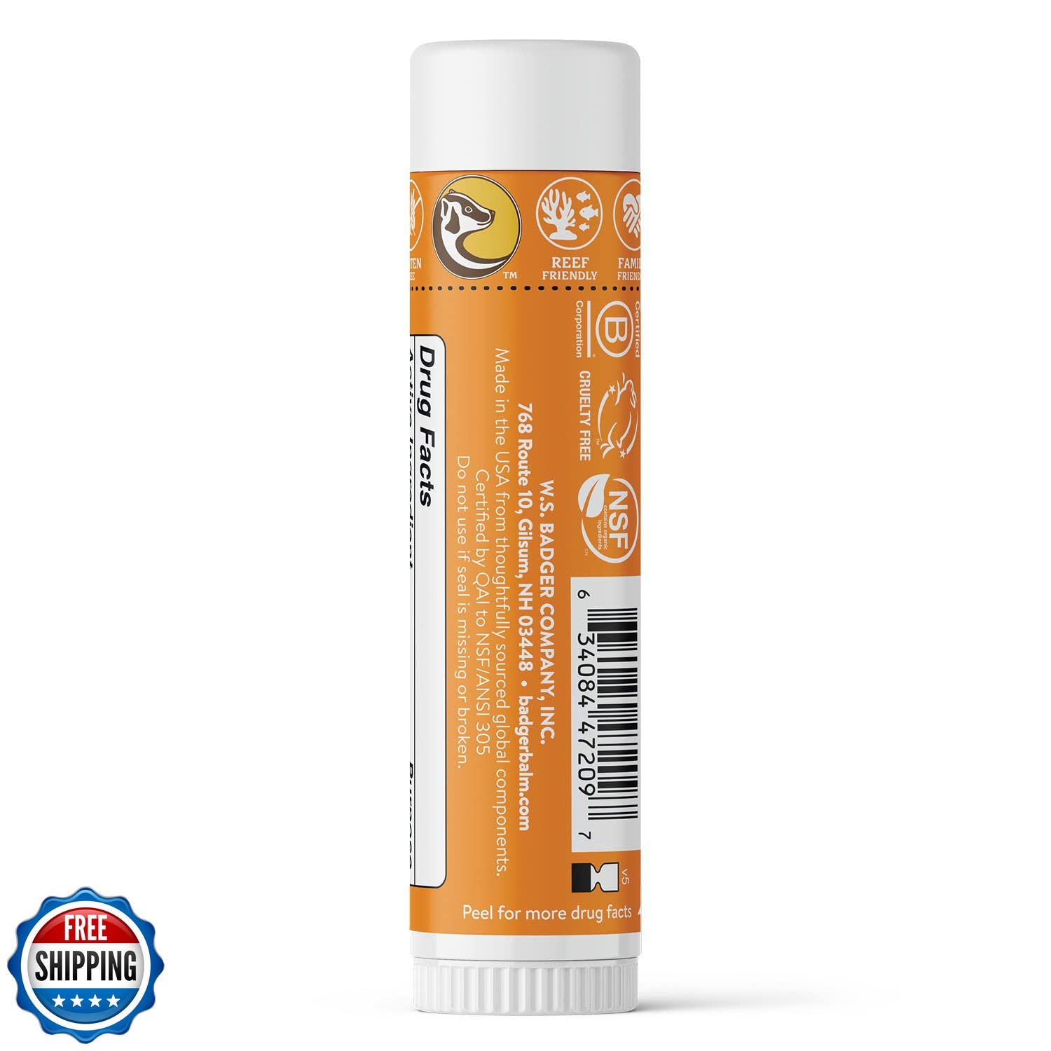 Badger Mineral Kids Sunscreen Face Stick SPF 35, Zinc Oxide Travel Size Sunsc...