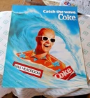 Vintage 1986 Max Headroom Coke Coca-Cola 14x17 Poster Catch The Wave NOS Ocean