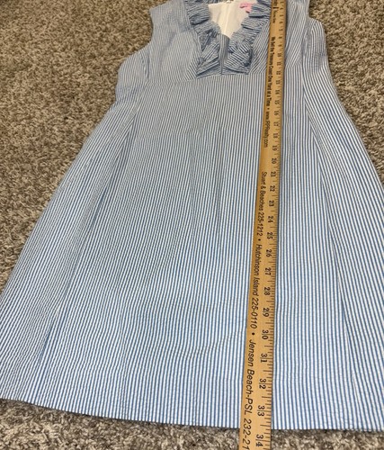 Lilly Pulitzer Adeline Dress Shoreley Blue White Lucky Seersucker Stripe Size 2 - Picture 8 of 17