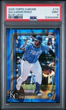 2025 TOPPS CHROME BLUE LAVA #114 SALVADOR PEREZ 94/150 PSA 9
