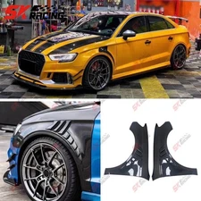 Dry Carbon Twill Weave Front Side Fender Cover Trim Fits Audi A3 S3 RS3 2017-20